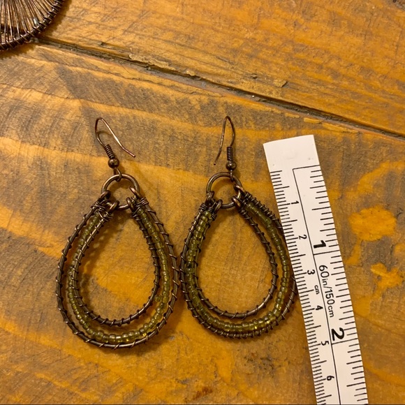 Boho Bronze Beaded Teardrop Statement Earring Set - Picture 6 of 11
